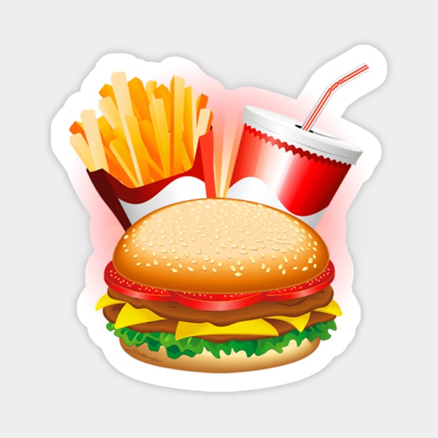 Fast Food Hamburger Fries and Drink Sticker by BluedarkArt